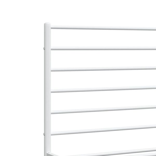 vidaXL Metal Bed Frame with Headboard and Footboard White 59.8"x78.7" - Image 9