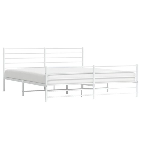 vidaXL Metal Bed Frame with Headboard&Footboard White 72"x83.9" California King - Image 4