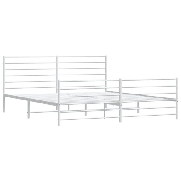 vidaXL Metal Bed Frame with Headboard&Footboard White 72"x83.9" California King - Image 5