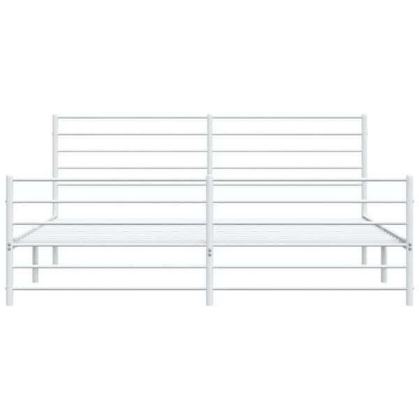 vidaXL Metal Bed Frame with Headboard&Footboard White 72"x83.9" California King - Image 6