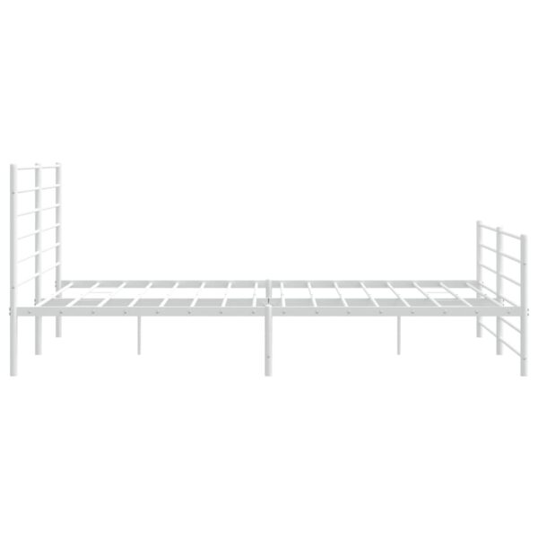 vidaXL Metal Bed Frame with Headboard&Footboard White 72"x83.9" California King - Image 7