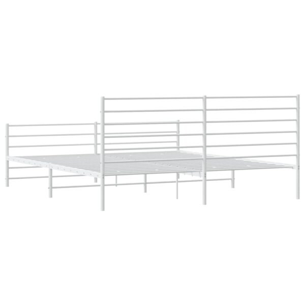 vidaXL Metal Bed Frame with Headboard&Footboard White 72"x83.9" California King - Image 8