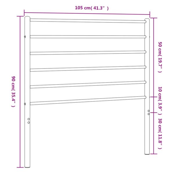 vidaXL Metal Headboard White 39.4" - Image 7