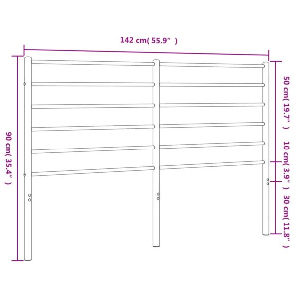 vidaXL Metal Headboard White 53.1" - Image 7