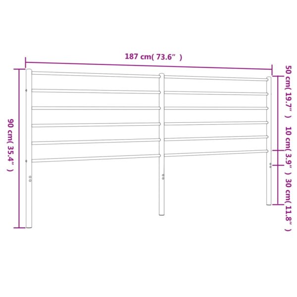 vidaXL Metal Headboard White 70.9" - Image 7