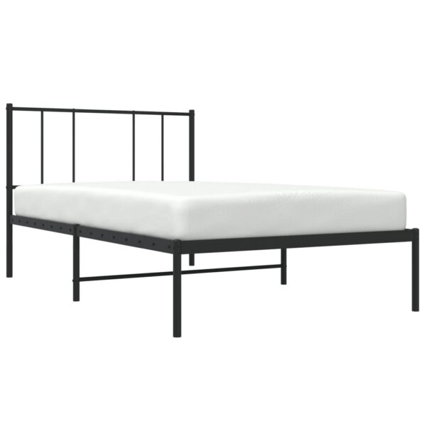 vidaXL Metal Bed Frame with Headboard Black 39.4"x78.7" - Image 3