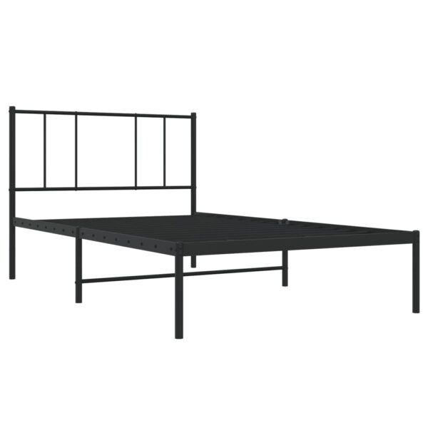 vidaXL Metal Bed Frame with Headboard Black 39.4"x78.7" - Image 5