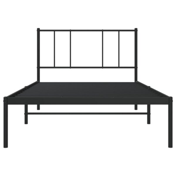 vidaXL Metal Bed Frame with Headboard Black 39.4"x78.7" - Image 6