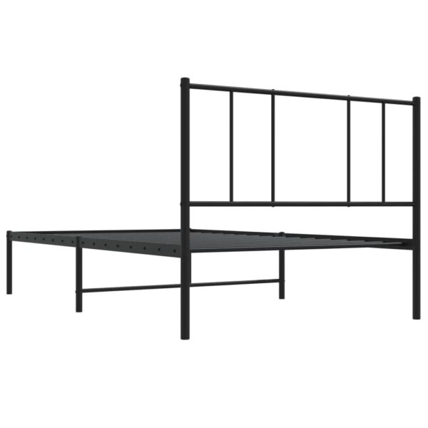 vidaXL Metal Bed Frame with Headboard Black 39.4"x78.7" - Image 8