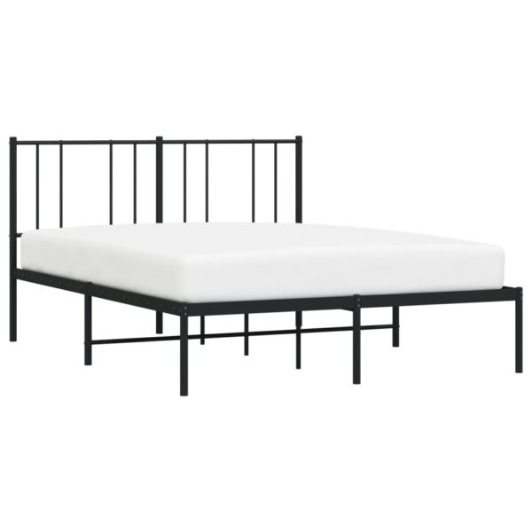 vidaXL Metal Bed Frame with Headboard Black 53.9"x74.8" Full - Image 3