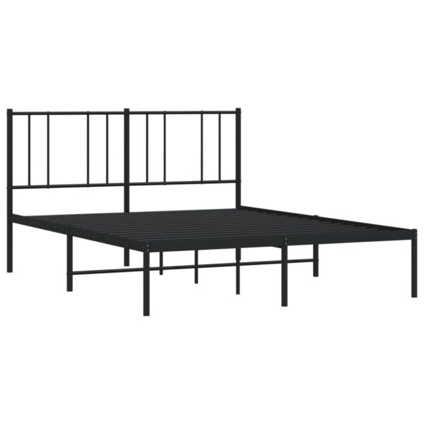 vidaXL Metal Bed Frame with Headboard Black 53.9"x74.8" Full - Image 5