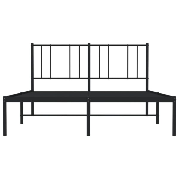 vidaXL Metal Bed Frame with Headboard Black 53.9"x74.8" Full - Image 6