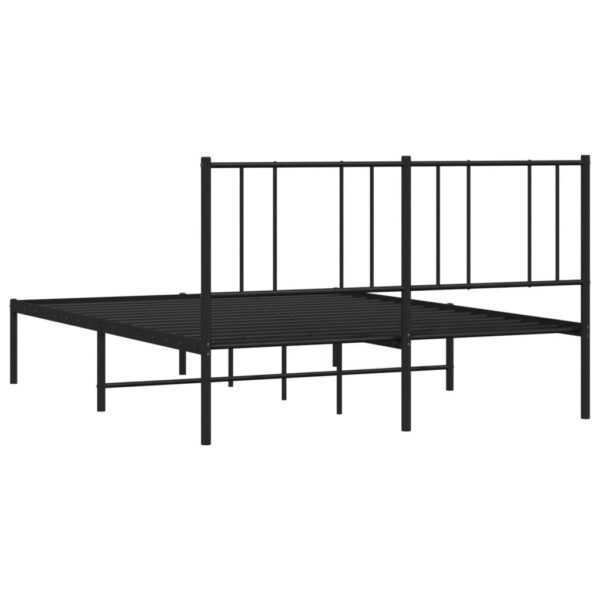 vidaXL Metal Bed Frame with Headboard Black 53.9"x74.8" Full - Image 8