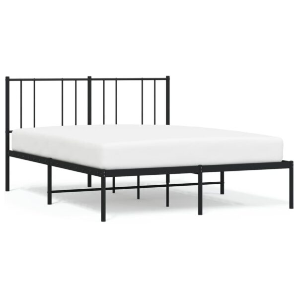 vidaXL Metal Bed Frame with Headboard Black 59.8"x78.7" - Image 2