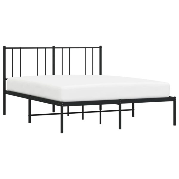 vidaXL Metal Bed Frame with Headboard Black 59.8"x78.7" - Image 3