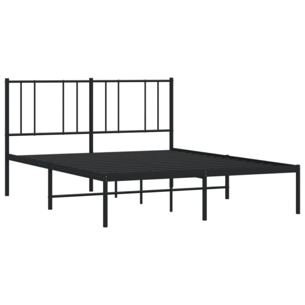 vidaXL Metal Bed Frame with Headboard Black 59.8"x78.7" - Image 5