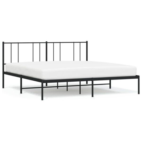 vidaXL Metal Bed Frame with Headboard Black 72"x83.9" California King - Image 2