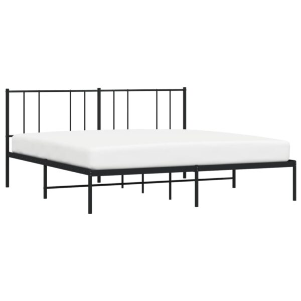 vidaXL Metal Bed Frame with Headboard Black 72"x83.9" California King - Image 3