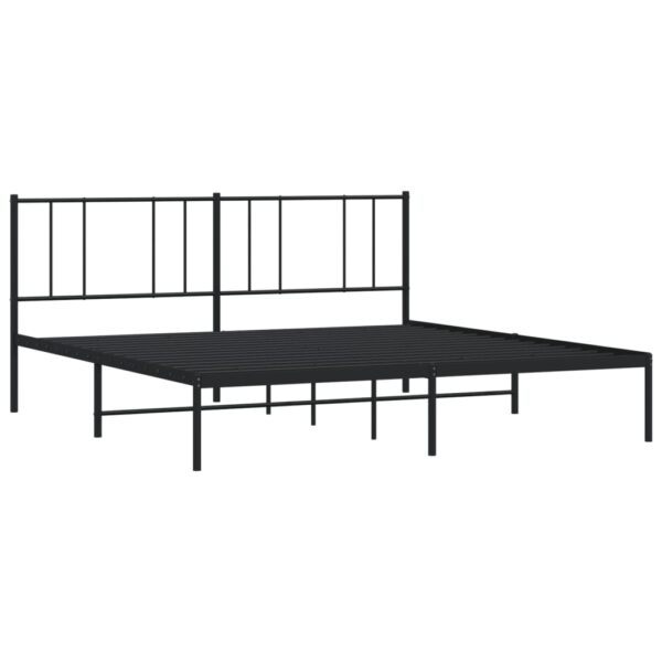 vidaXL Metal Bed Frame with Headboard Black 72"x83.9" California King - Image 5