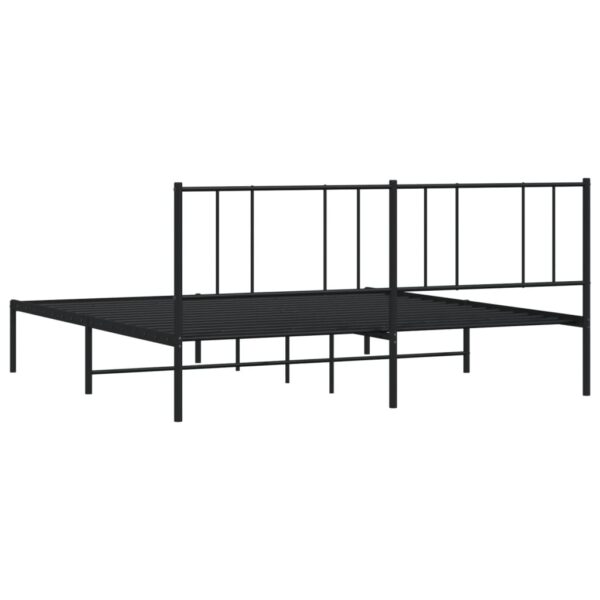 vidaXL Metal Bed Frame with Headboard Black 76"x79.9" King - Image 8