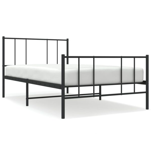 vidaXL Metal Bed Frame with Headboard and Footboard Black 39.4"x74.8" Twin - Image 2