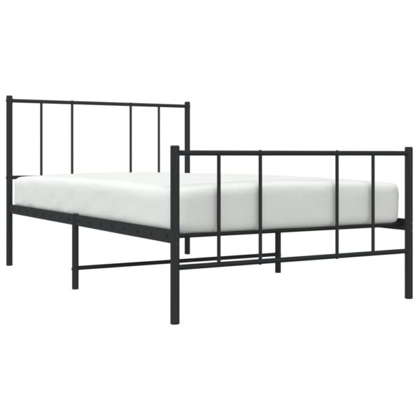 vidaXL Metal Bed Frame with Headboard and Footboard Black 39.4"x74.8" Twin - Image 3