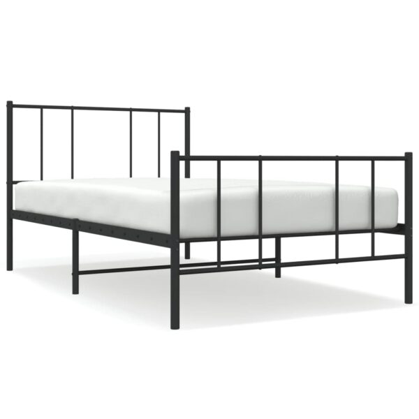 vidaXL Metal Bed Frame with Headboard and Footboard Black 39.4"x78.7" - Image 2