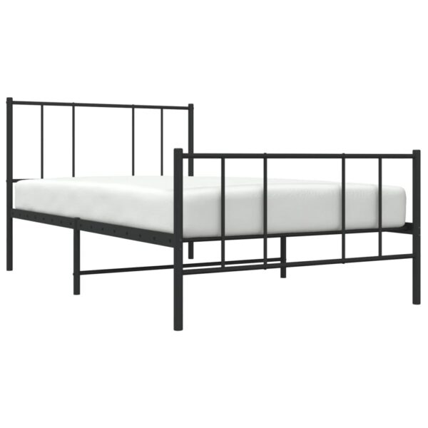 vidaXL Metal Bed Frame with Headboard and Footboard Black 39.4"x78.7" - Image 3