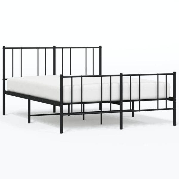 vidaXL Metal Bed Frame with Headboard and Footboard Black 53.9"x74.8" Full - Image 2