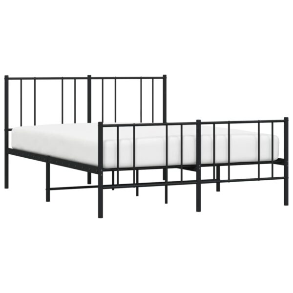 vidaXL Metal Bed Frame with Headboard and Footboard Black 53.9"x74.8" Full - Image 3