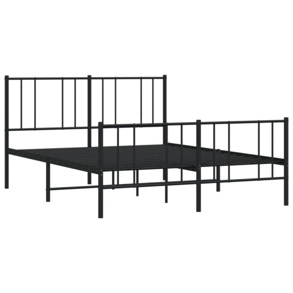 vidaXL Metal Bed Frame with Headboard and Footboard Black 53.9"x74.8" Full - Image 5