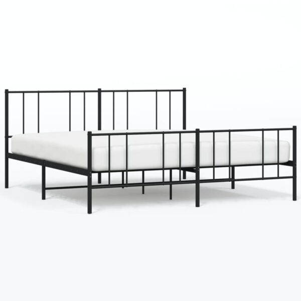 vidaXL Metal Bed Frame with Headboard&Footboard Black 72"x83.9" California King - Image 2