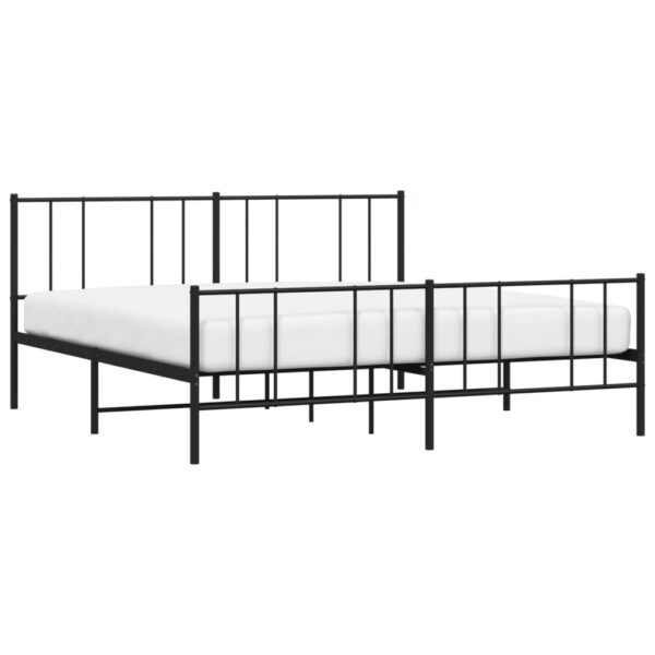 vidaXL Metal Bed Frame with Headboard&Footboard Black 72"x83.9" California King - Image 3