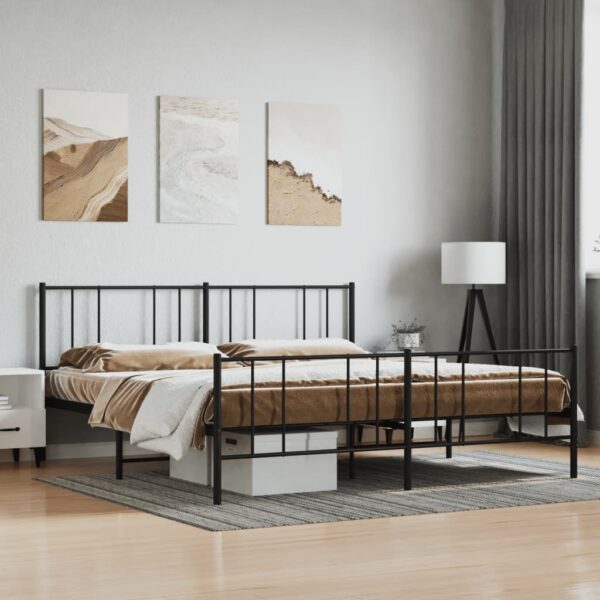 vidaXL Metal Bed Frame with Headboard&Footboard Black 72"x83.9" California King