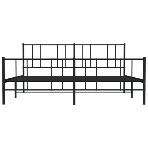 vidaXL Metal Bed Frame with Headboard and Footboard Black 76"x79.9" King - Image 6