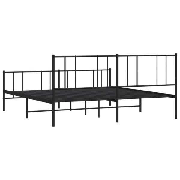 vidaXL Metal Bed Frame with Headboard and Footboard Black 76"x79.9" King - Image 8