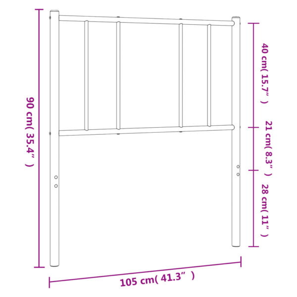 vidaXL Metal Headboard Black 39.4" - Image 7