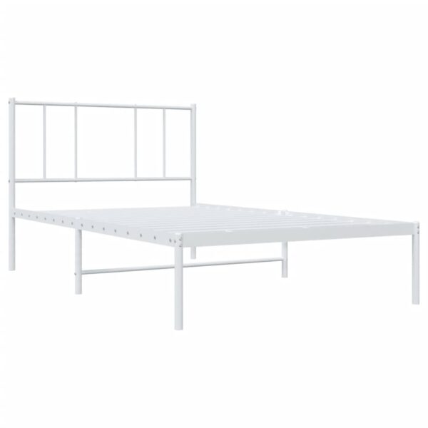 vidaXL Metal Bed Frame with Headboard White 39.4"x74.8" Twin - Image 5