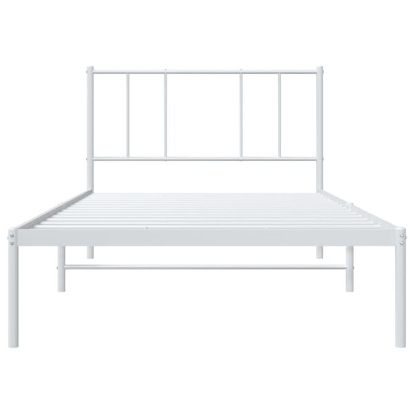 vidaXL Metal Bed Frame with Headboard White 39.4"x74.8" Twin - Image 6