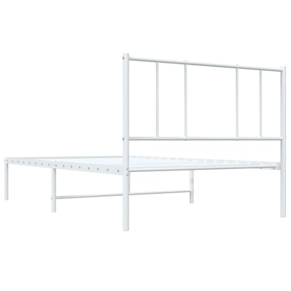 vidaXL Metal Bed Frame with Headboard White 39.4"x74.8" Twin - Image 8