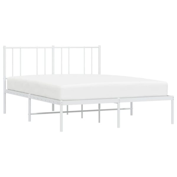 vidaXL Metal Bed Frame with Headboard White 53.9"x74.8" Full - Image 3