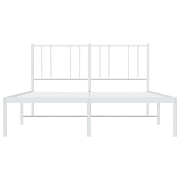 vidaXL Metal Bed Frame with Headboard White 53.9"x74.8" Full - Image 6