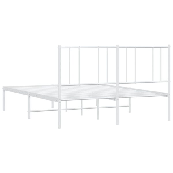 vidaXL Metal Bed Frame with Headboard White 53.9"x74.8" Full - Image 8