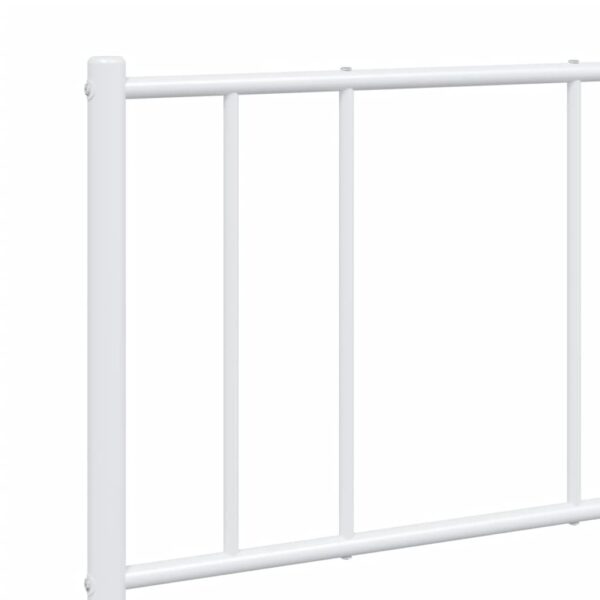 vidaXL Metal Bed Frame with Headboard White 53.9"x74.8" Full - Image 9