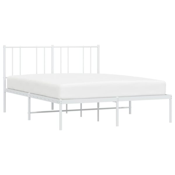 vidaXL Metal Bed Frame with Headboard White 59.8"x78.7" - Image 3