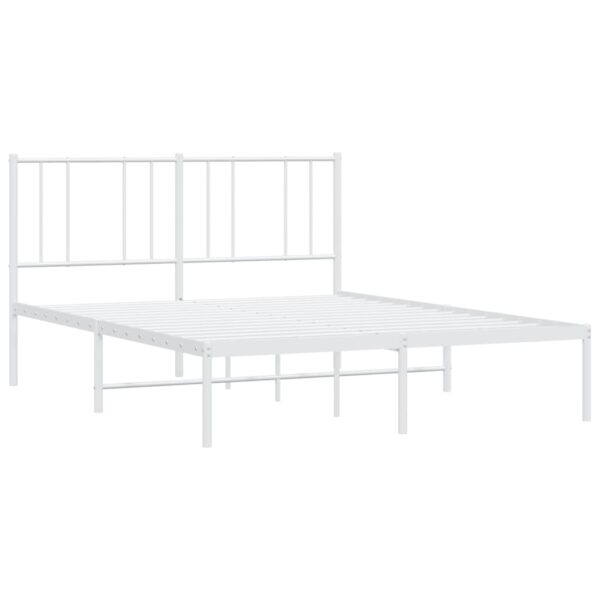 vidaXL Metal Bed Frame with Headboard White 59.8"x78.7" - Image 5