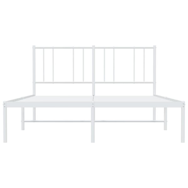 vidaXL Metal Bed Frame with Headboard White 59.8"x78.7" - Image 6