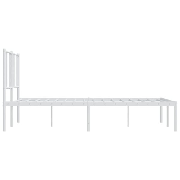 vidaXL Metal Bed Frame with Headboard White 59.8"x78.7" - Image 7