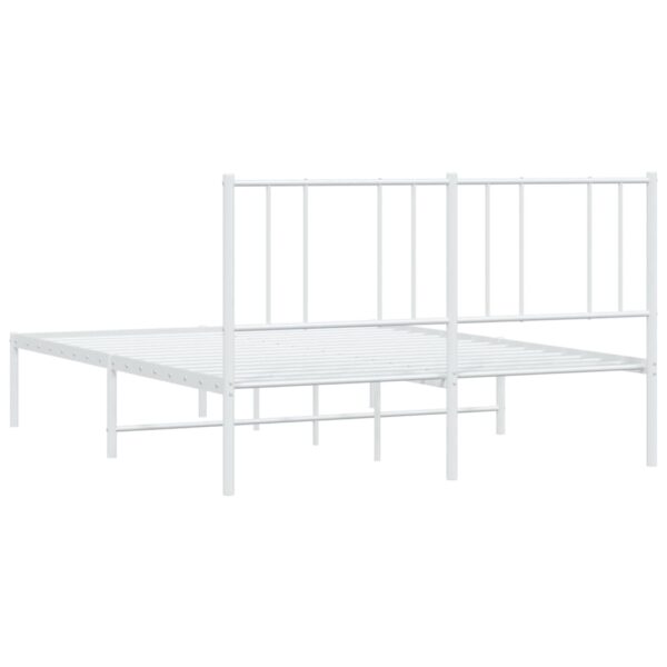 vidaXL Metal Bed Frame with Headboard White 59.8"x78.7" - Image 8