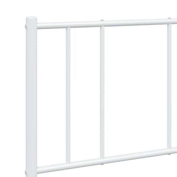 vidaXL Metal Bed Frame with Headboard White 59.8"x78.7" - Image 9